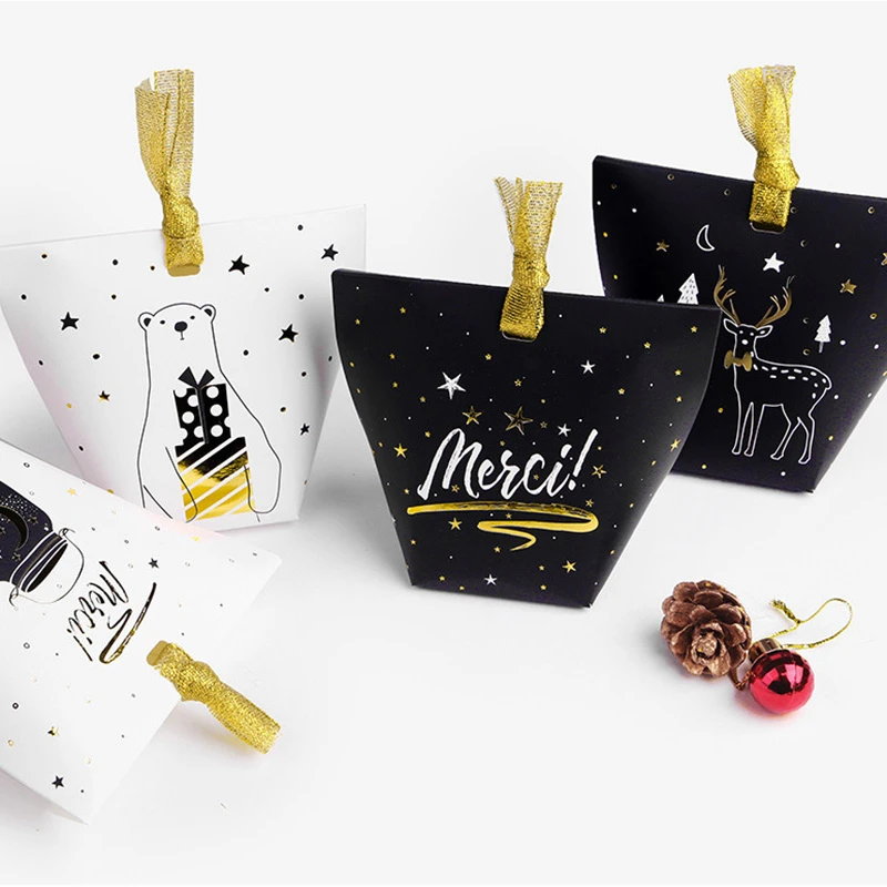 Schwarz-weißer Faltkarton für kleine Geschenke mit Süßigkeiten